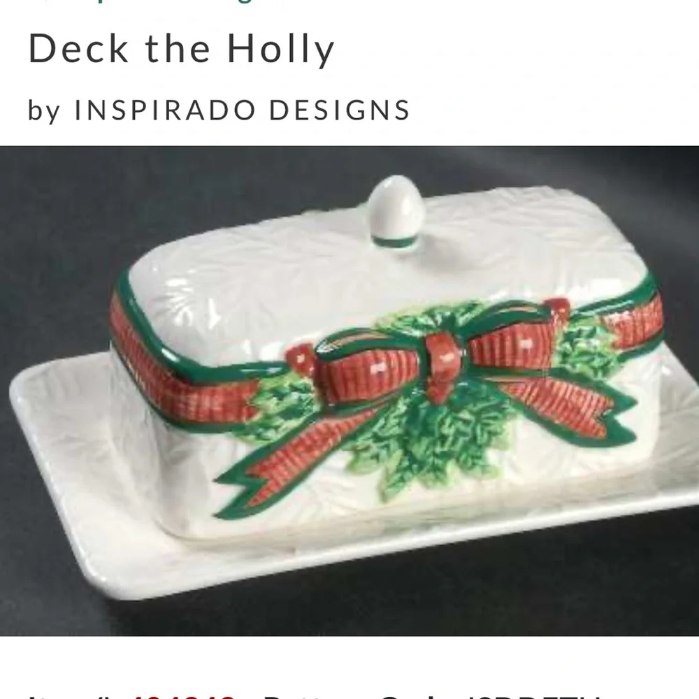 Deck the Holly by INSPIRADO DESIGNS 1/4 Lb Covered Butter Dish